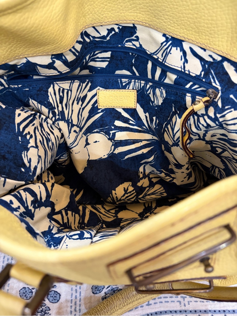 J. Crew Yellow Pebbled Leather Tote with Stud Detail - Picture 3 of 3